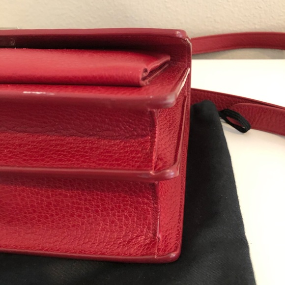 🇫🇷 Saint Laurent Sunset red leather satchel bag - Picture 15 of 15